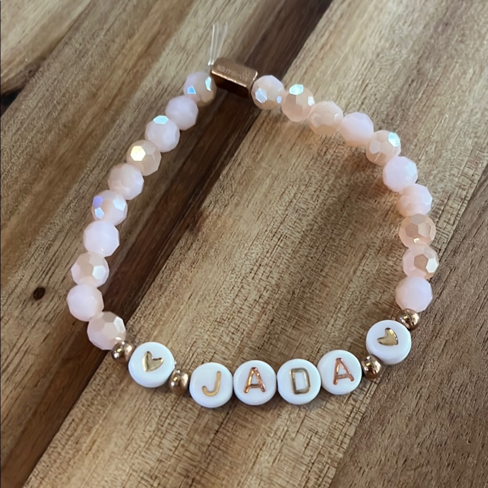 Pink Beaded Bracelet JADA with Gold Accents